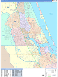 Port St. Lucie Wall Map Color Cast Style 2026